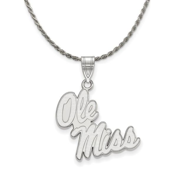 Sterling Silver U. of Mississippi Large Logo Necklace - 22...